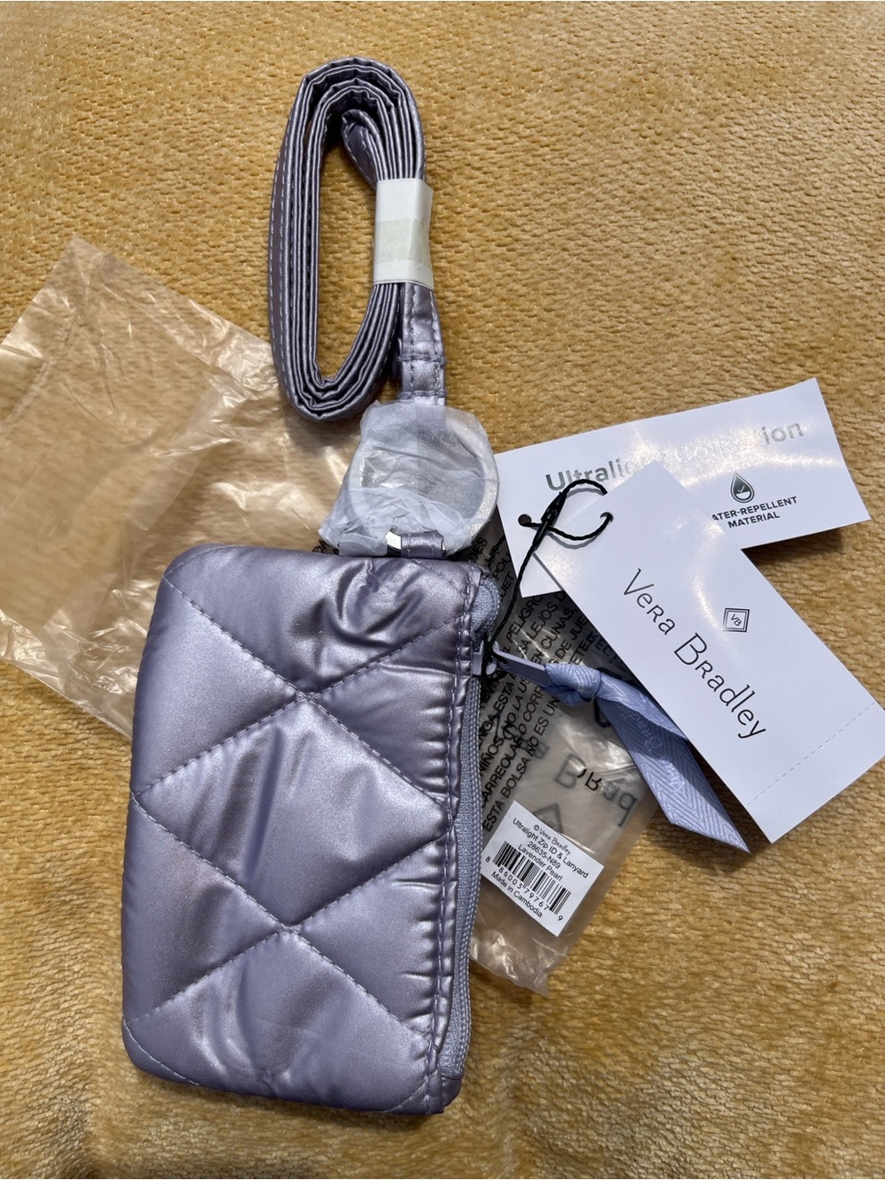 Vera Bradley Ultralight Quilted Zip ID Wallet in Shimmer Lavender retired